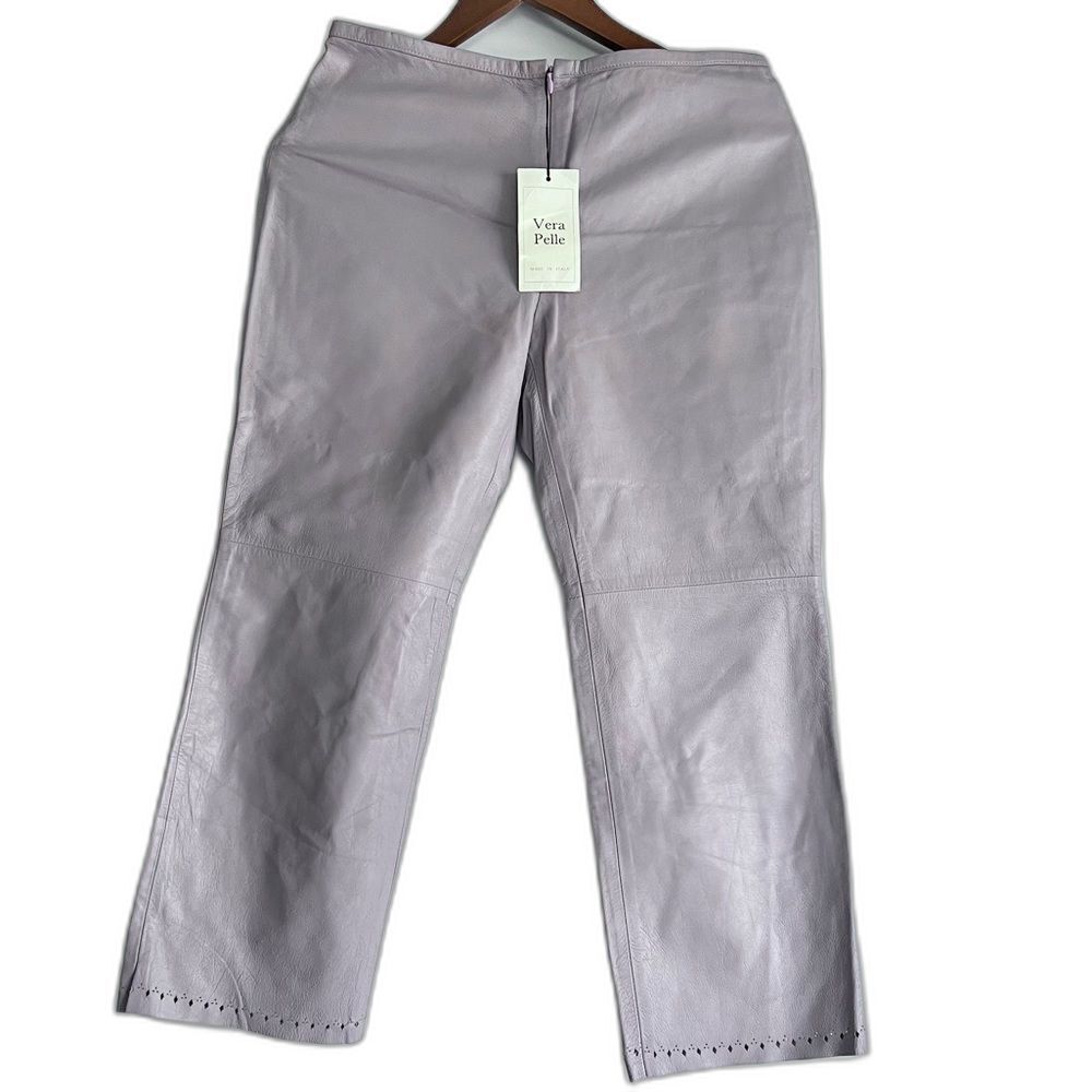 Vera Pelle 100% Italian Leather Vintage Trouser Pants Lilac Purple Size IT 42